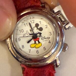 Disney Mickey Mouse Watch with Red Strap and Yellow Accents